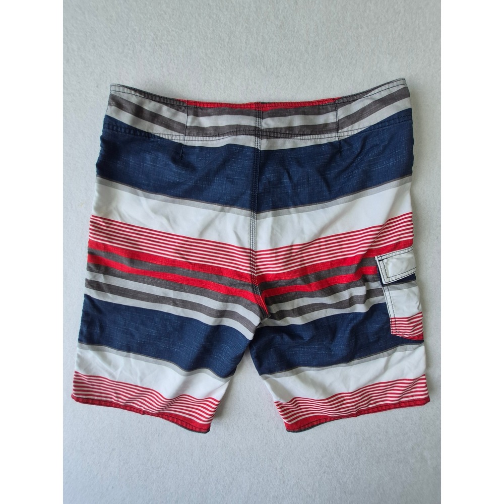 ONeill Mens Striped Board Shorts Navy Blue Red White Cargo Pocket Swim Trunks - Picture 3 of 12
